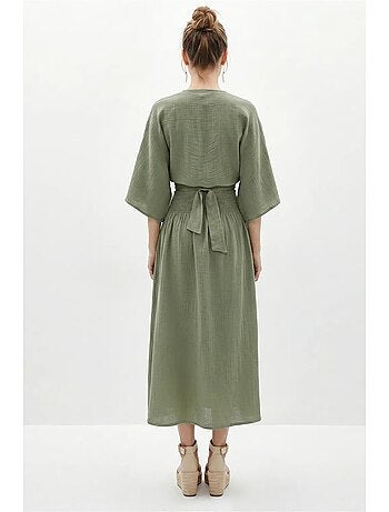 Ensemble deux pièces en coton avec blouse et jupe midi lucci