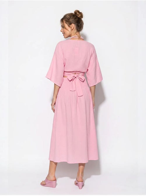 Ensemble deux pièces en coton avec blouse et jupe midi lucci - Kiabi