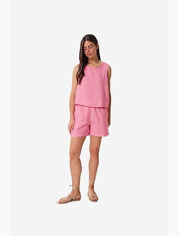 Ensemble deux pièces en coton sans manches à col bateau et short à jambes larges istanbul