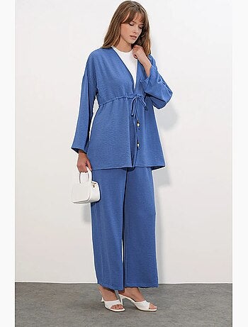 Ensemble deux pièces en crêpe avec kimono et pantalon large bdart