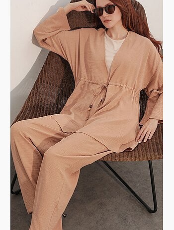 Ensemble deux pièces en crêpe avec kimono et pantalon large bdart