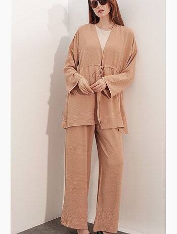 Ensemble deux pièces en crêpe avec kimono et pantalon large bdart