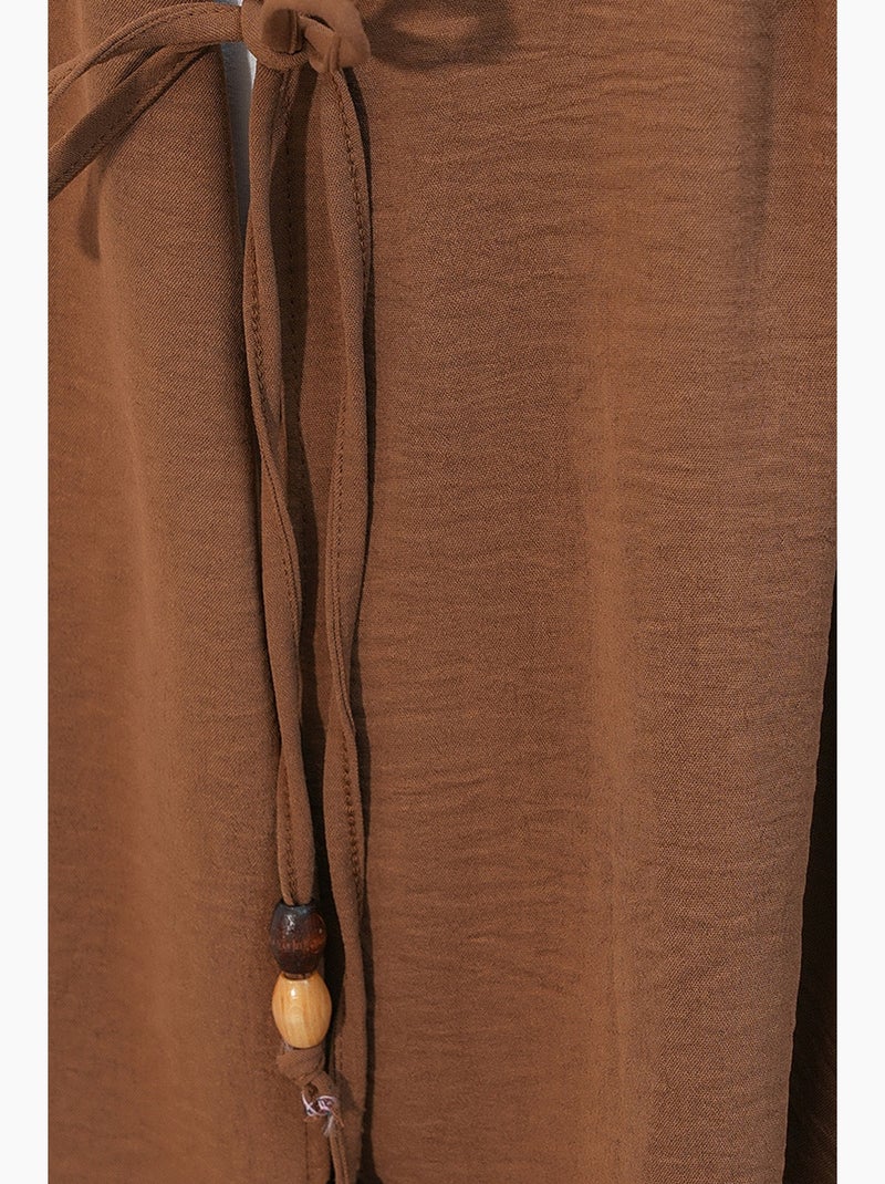 Ensemble deux pièces en crêpe avec kimono et pantalon large bdart Camel - Kiabi