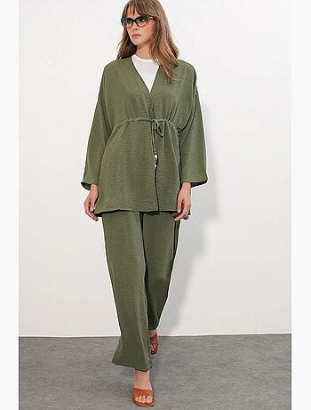 Ensemble deux pièces en crêpe avec kimono et pantalon large bdart