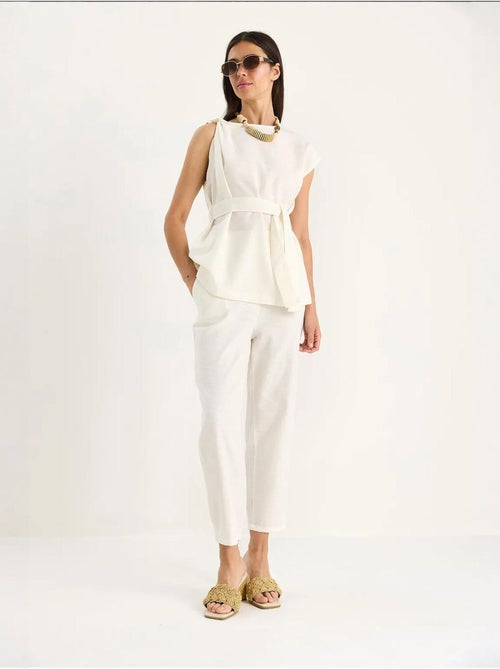 Ensemble deux pièces en lin avec ceinture et nœud aux épaules lucci - Kiabi