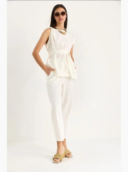 Ensemble deux pièces en lin avec ceinture et nœud aux épaules lucci - Kiabi