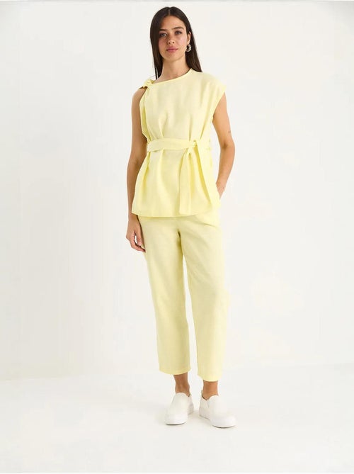 Ensemble deux pièces en lin avec ceinture et nœud aux épaules lucci - Kiabi