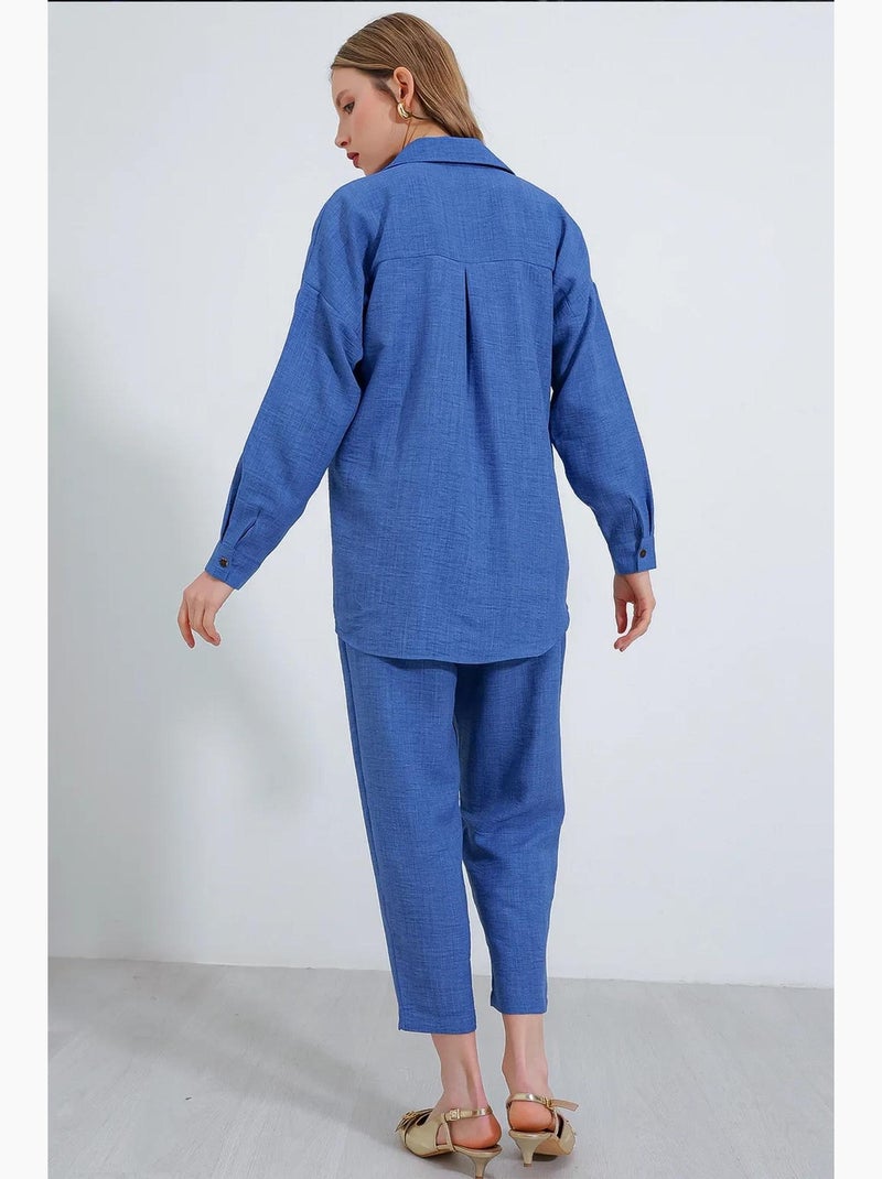 Ensemble deux pièces en lin bdart Bleu saphir - Kiabi