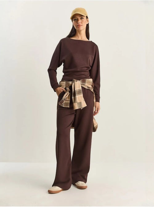 Ensemble deux pièces en maille à col asymétrique et taille haute lucci - Kiabi