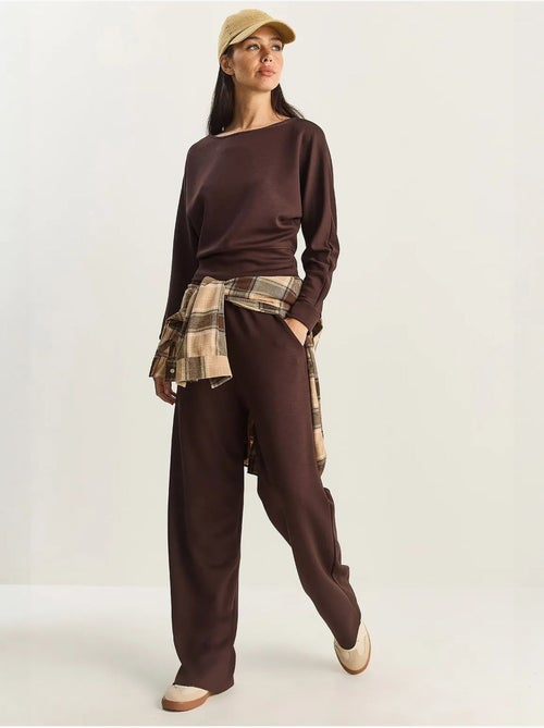 Ensemble deux pièces en maille à col asymétrique et taille haute lucci - Kiabi
