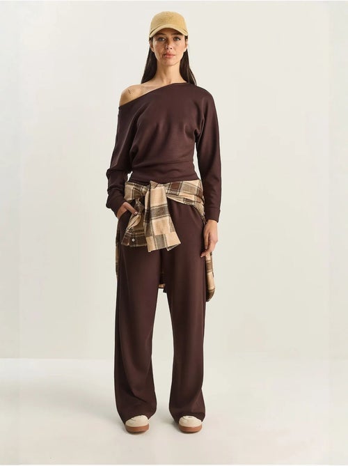 Ensemble deux pièces en maille à col asymétrique et taille haute lucci - Kiabi