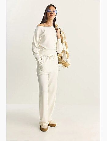 Ensemble deux pièces en maille à col asymétrique et taille haute lucci