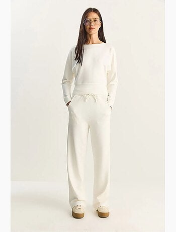 Ensemble deux pièces en maille à col asymétrique et taille haute lucci