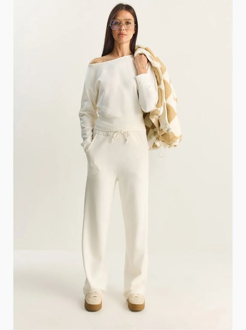 Ensemble deux pièces en maille à col asymétrique et taille haute lucci - Kiabi