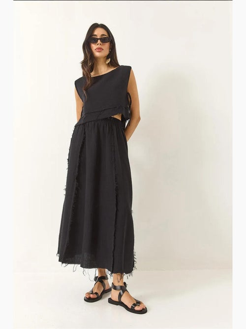 Ensemble deux pièces en mousseline avec jupe taille élastique et lien latéral bianco lucci - Kiabi