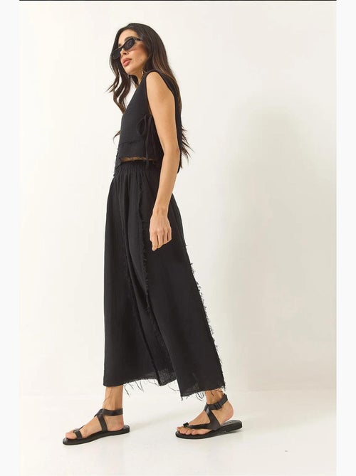 Ensemble deux pièces en mousseline avec jupe taille élastique et lien latéral bianco lucci - Kiabi