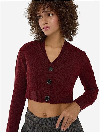Ensemble deux pièces en tricot à col en V et détails boutonnés