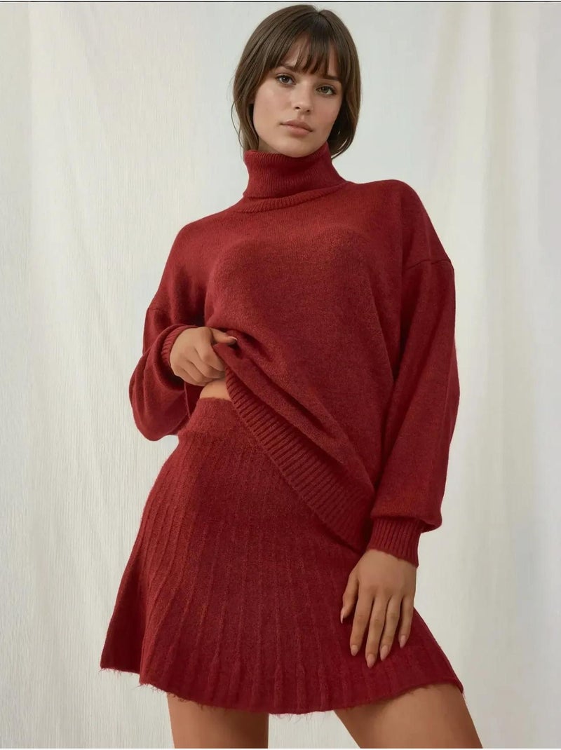 Ensemble deux pièces en tricot avec jupe et pull bdart Rouge - Kiabi