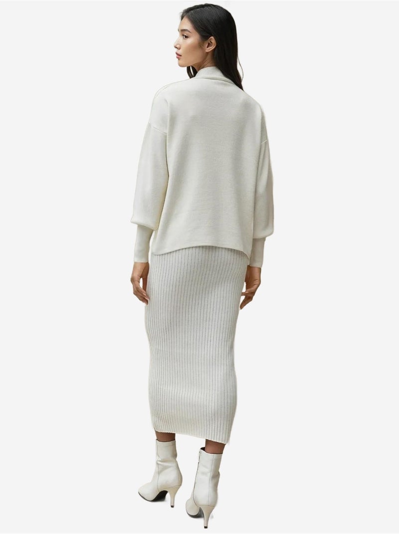 Ensemble deux pièces en tricot coordonné Ivoire - Kiabi