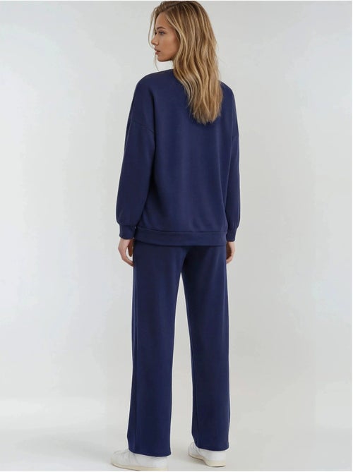 Ensemble deux pièces long à col rond brodé et pantalon à jambes larges hiccup - Kiabi
