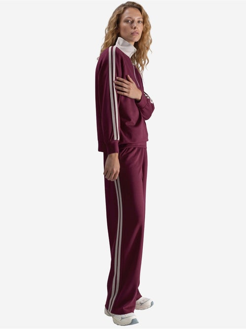 Ensemble deux pièces rayé à jambes larges et col zippé hiccup - Kiabi