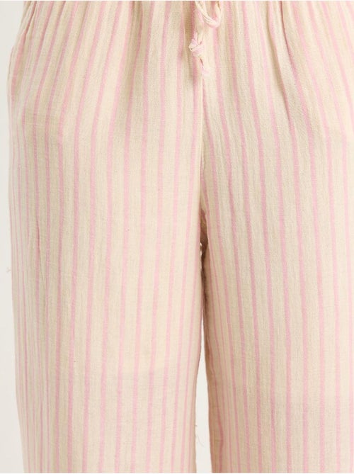 Ensemble deux pièces rayé, col en v, taille haute, boutonné, jambe large lucci - Kiabi
