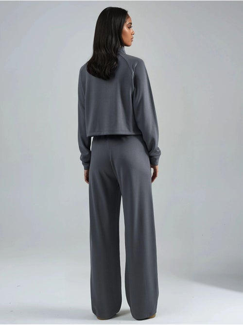 Ensemble deux pièces taille haute à col roulé et jambes larges hiccup - Kiabi