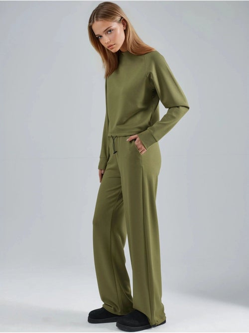 Ensemble deux pièces taille haute à col roulé et jambes larges hiccup - Kiabi