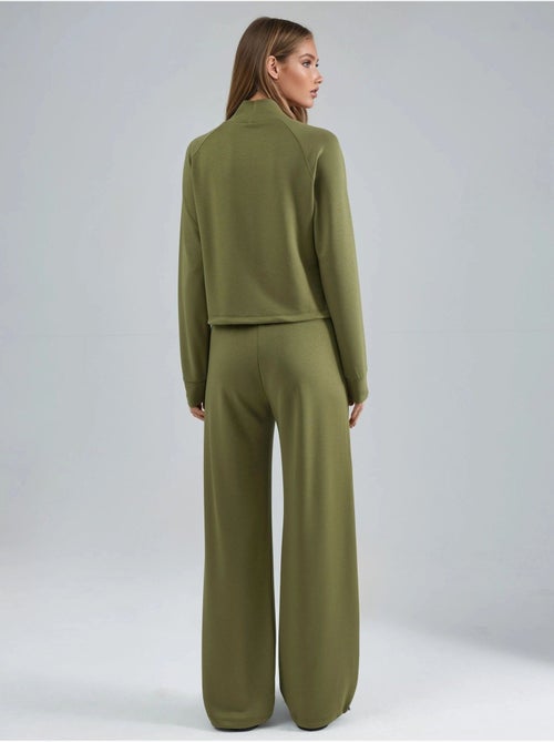Ensemble deux pièces taille haute à col roulé et jambes larges hiccup - Kiabi