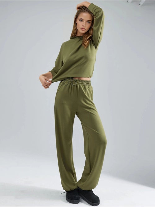Ensemble deux pièces taille haute à col roulé et jambes larges hiccup - Kiabi