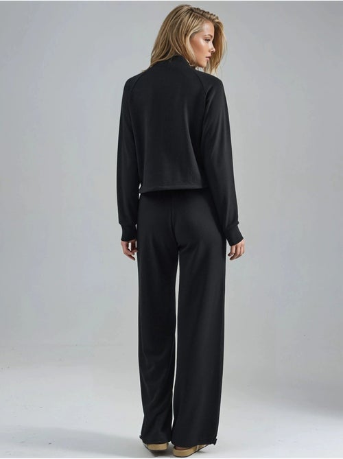 Ensemble deux pièces taille haute à col roulé et jambes larges hiccup - Kiabi