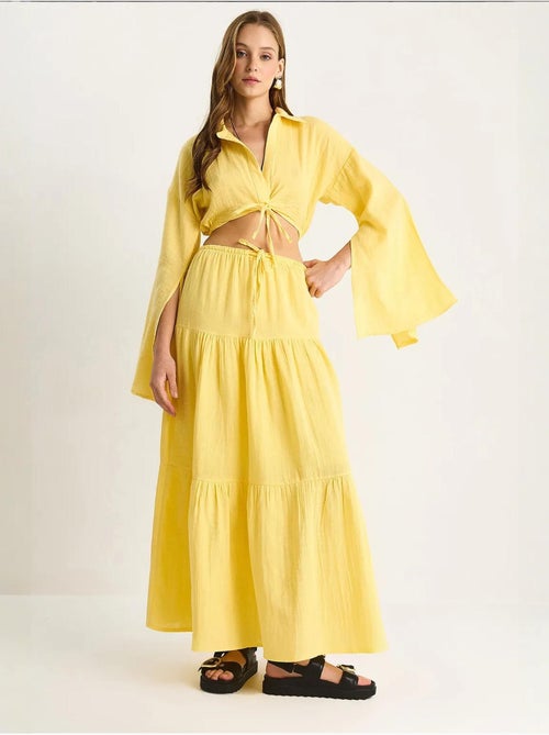 Ensemble deux pièces taille haute à volants lucci - Kiabi