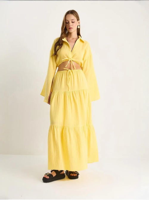 Ensemble deux pièces taille haute à volants lucci - Kiabi