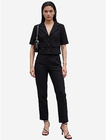 Ensemble deux pièces taille haute avec col de veste my fashion
