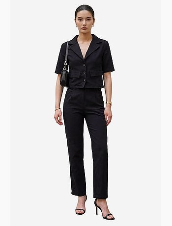 Ensemble deux pièces taille haute avec col de veste my fashion