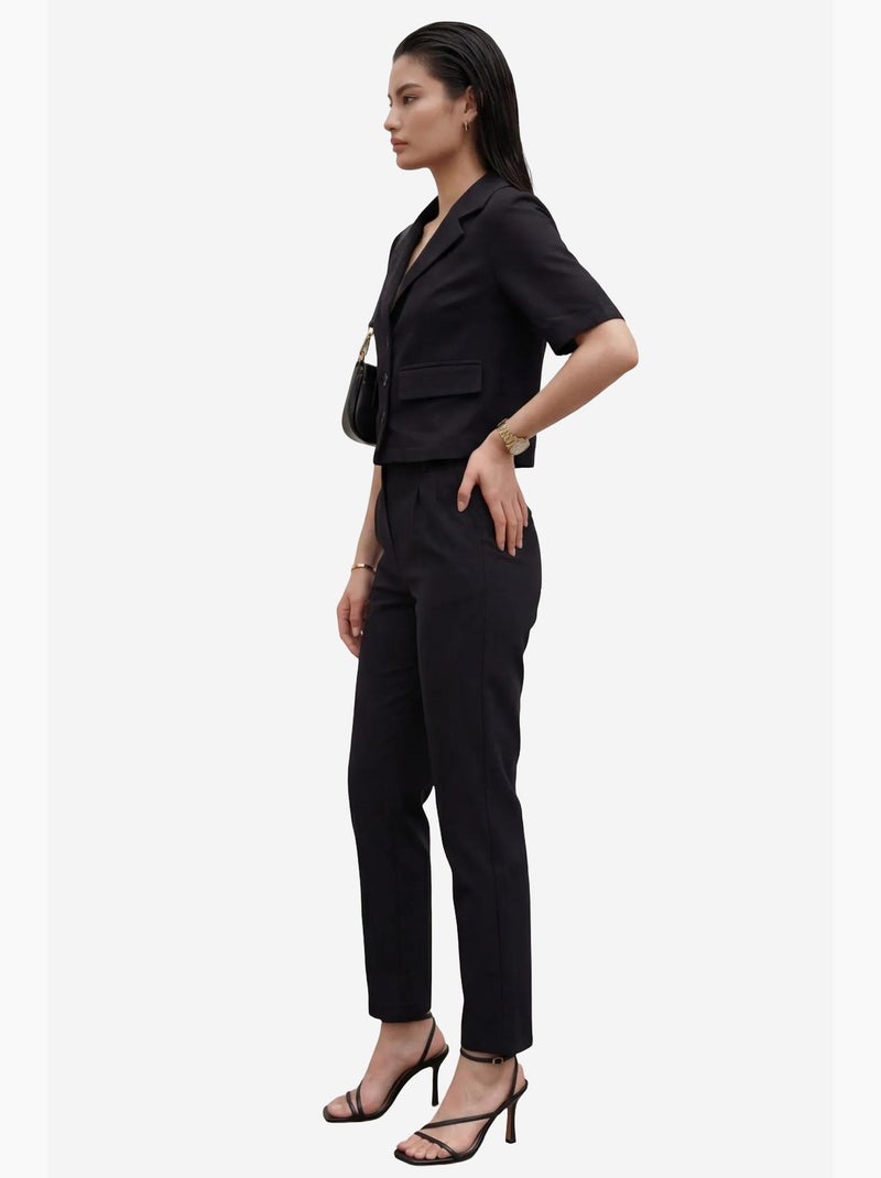 Ensemble deux pièces taille haute avec col de veste my fashion Noir - Kiabi
