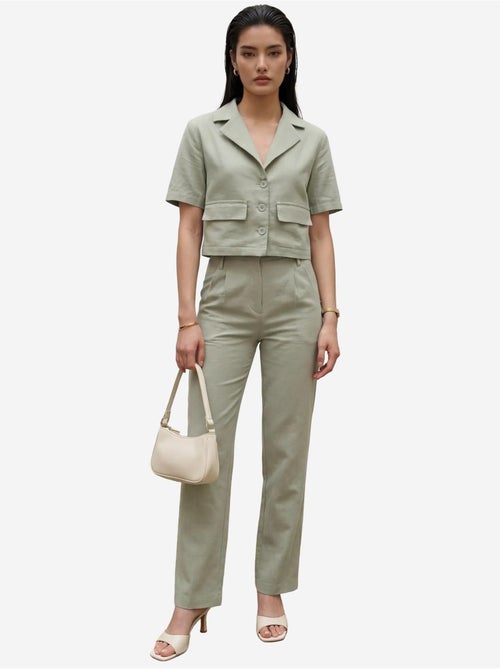 Ensemble deux pièces taille haute avec col de veste my fashion - Kiabi