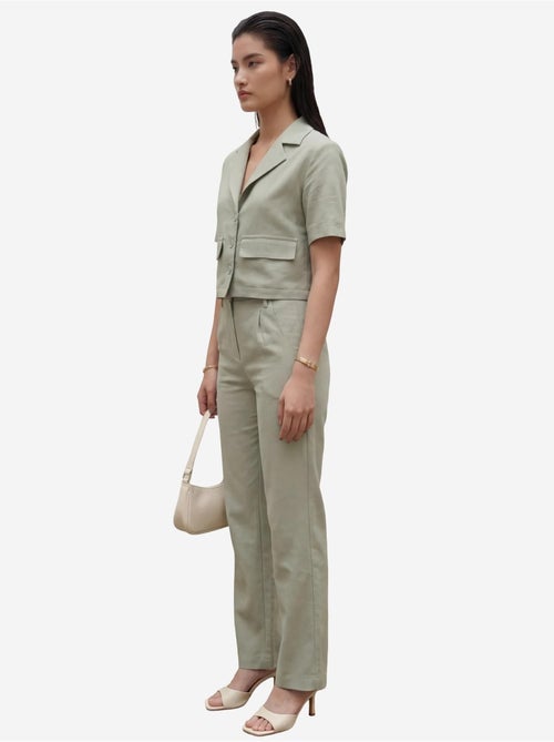 Ensemble deux pièces taille haute avec col de veste my fashion - Kiabi