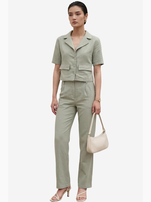 Ensemble deux pièces taille haute avec col de veste my fashion - Kiabi