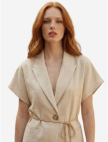 Ensemble deux pièces taille haute col v avec détail à nouer my fashion