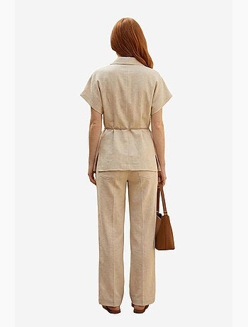 Ensemble deux pièces taille haute col v avec détail à nouer my fashion
