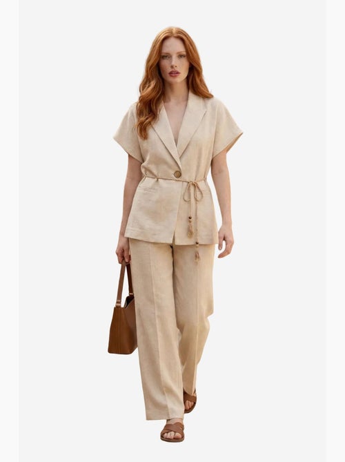 Ensemble deux pièces taille haute col v avec détail à nouer my fashion - Kiabi