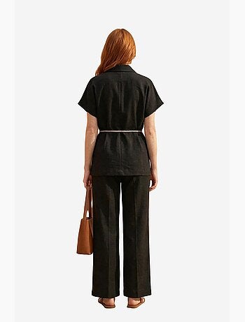 Ensemble deux pièces taille haute col v avec détail à nouer my fashion