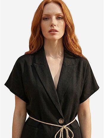 Ensemble deux pièces taille haute col v avec détail à nouer my fashion