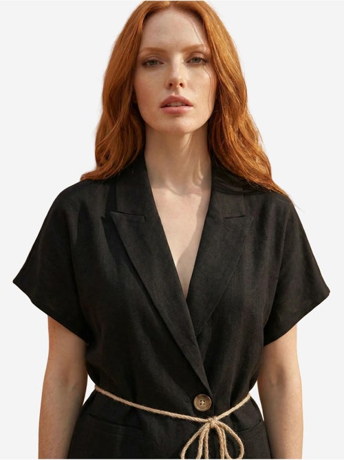 Ensemble deux pièces taille haute col v avec détail à nouer my fashion - Kiabi