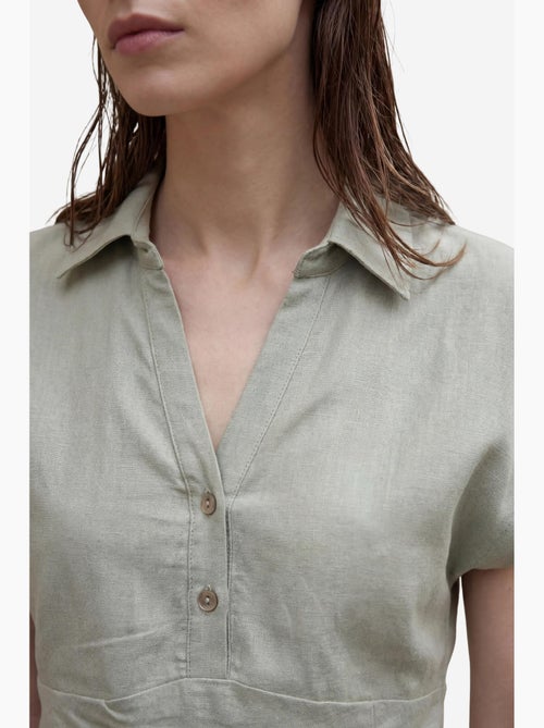 Ensemble deux pièces taille haute en lin mélangé avec col chemise my fashion - Kiabi