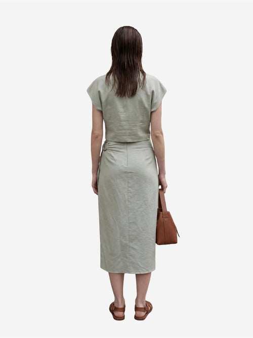 Ensemble deux pièces taille haute en lin mélangé avec col chemise my fashion - Kiabi