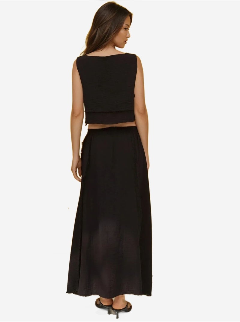 Ensemble deux pièces taille haute et col ras du cou hiccup Noir - Kiabi