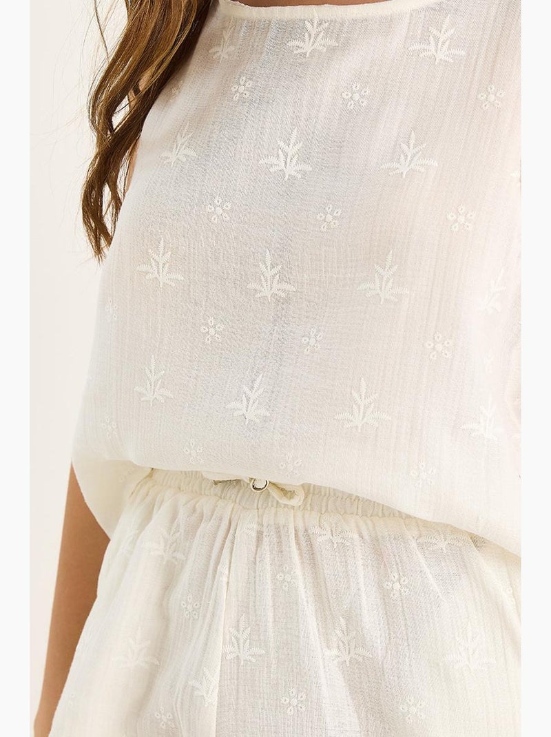 Ensemble deux pièces taille haute et short avec fermeture à boutons lucci Ivoire - Kiabi