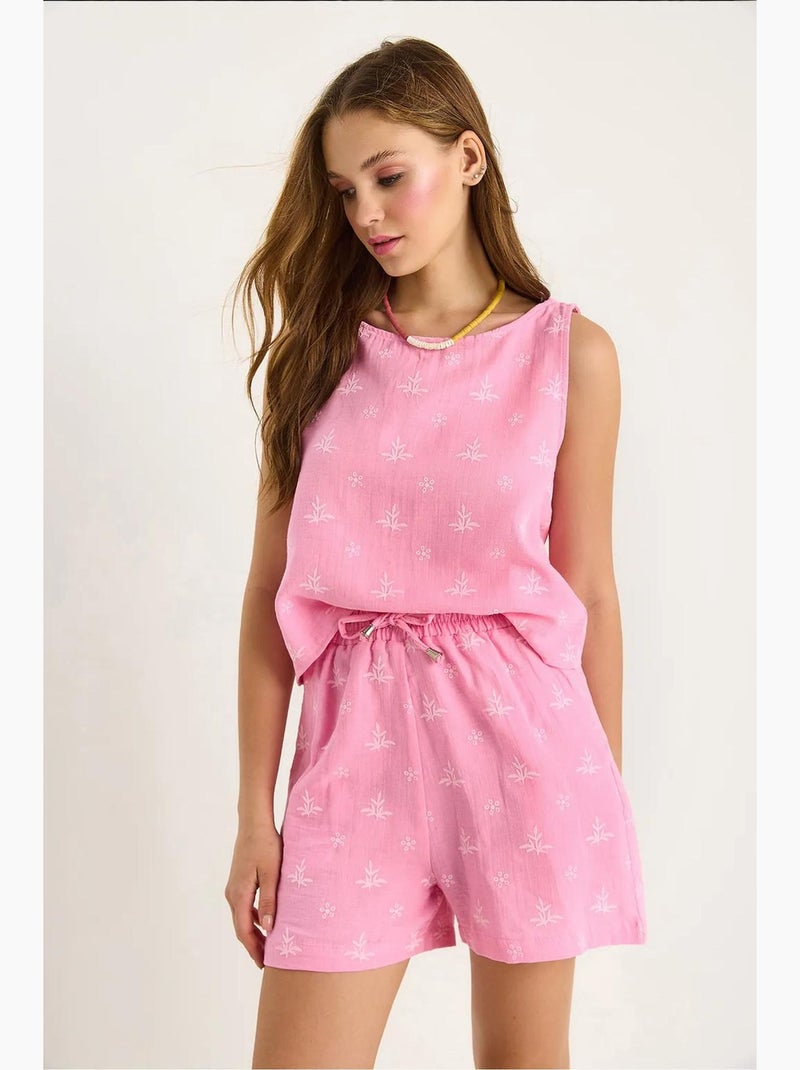 Ensemble deux pièces taille haute et short avec fermeture à boutons lucci Rose fluo/Solinotes - Kiabi